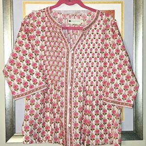Moroccan Rose Design Cotton Pajama Set By Ella Simone